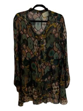 Chic Multicolor Silk Blend Sheer Dress